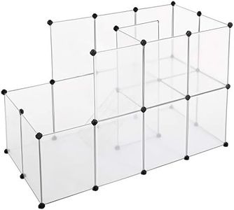 SONGMICS Guinea Pig Playpen with Dense Ramp, Indoor Rabbit Run Hutch Cage, Large Exercise Enclosure with Stairs, DIY Plastic Modular Fence for Hamster, Pet, Small Animals, Transparent ULPC03W