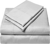 BALAJI EXPORT 100% Egyptian Cotton, 3 Pieces Bedding Set- 1 Flat Bed Sheet and 2 Pillow Covers- 400 Thread Count- Wrinkle Free & Breathable Bedsheet Set -Light Grey Solid, King Size.