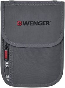 Wenger Travel Document RFID Neck Pouch in Grey, blend of style & function, Swiss designed (611878)