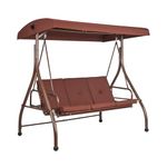 VEVOR 3-Seat Patio Swing Chair, Converting Canopy Swing, Outdoor Patio Porch with Adjustable Canopy, Removable Thick Cushion and Alloy Steel Frame, for Balcony, Backyard, Poolside, Brown