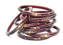 Swara Creations Glass Bangles Set in Maroon Color with golden zircon work good for festival & Special Occasions for Women & Girls (SN163)