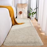 MOONLIGHT20015 Fluffy Rugs for Bedroom Living Room – Fluffy Cream Shaggy Area Rugs Anti Slip – Super Soft Thick Pile Non-Shedding Hallway Runner Rug, 60 x 220 cm