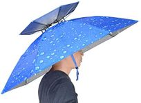 NEW-Vi Fishing Umbrella Hat Folding Sun Rain Cap Adjustable Multifunction Outdoor Headwear (Blue (upgraded))