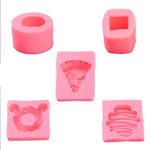 DanLingJewelry 5Pcs 5 Styles DIY Baking Silicone Moulds Bear Pizza Shaped Chocolate Candy Craft Making for DIY Cake Decoration