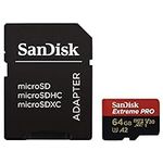 SanDisk Extreme PRO microSDXC Memory Card Plus SD Adapter up to 100 MB/s, Class 10, U3, V30, A1 - 64 GB