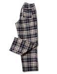 LAPASA Men's Plaid 100% Cotton Flannel Loungewear Pyjama Pants Nightwear Trousers M39 (Navy + White, S)