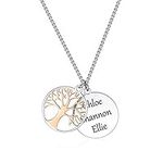 TMT® Personalised tree of life Necklace for mum with gift box | Name and message engraved pendant