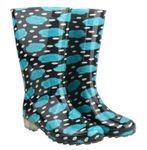 HILLSON MERICOM M1 - M6 Fashion Rain and Occupational Gumboots for Women and Girls Multicolour (Black/Blue, 7)