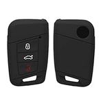 kwmobile Key Cover Compatible with VW 3 Button Car Key (only Keyless Go) - Soft Silicone Car Key Fob Holder Protector Case - Black