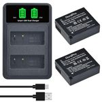 DuraPro 2Pcs DMW-BLG10 DMW BLG10 BLG10e BLE9 Battery + LED Built-in USB Dual Charger for Panasonic Lumix DMC-GF3, DMC-GF5, DMC-GF6, DMC-GX7, DMC-GX85, DMC-LX100, DMC-ZS60, DMC-ZS100 Digital Cameras