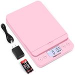 THINKSCALE Shipping Scale, Accurate 86lb/0.1oz Digital Postage Scale for Packages with Hold/Tare, Postal Scale Flip Holder, Package Scale for Small Business, Mail Scale, Battery&AC Adapter, Light Pink