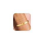 RLMOON Gold Bracelets for Women Dainty 14K Gold Plated Bangle Cuff Stack Adjustable Stackable Bracelet Non Tarnish Trendy Set Tennis Chain Layered Waterproof Jewelry Gifts for Women