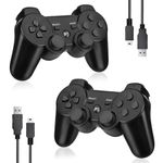 2 Pack PS3 Controllers Wireless,Powerextra Replacement PS3 Controller with 6-axis & Dual Shock & Rechargeable 360° Joysticks Compatible with Playstation 3 Controller Remote with 2 USB Charging Cords