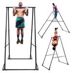 KT TOES DON'T TOUCH GROUND Foldable Free Standing Pull Up Bar Stand Sturdy Power Tower Workout Station For Home Gym Strength Training Adjustable Pullup Fitness Equipment Multifunctional Exercise Rack