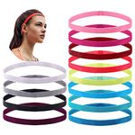 Oenothera 12 Pieces Athletic Head Bands, Fitness Headbands, Non-Slip Sweatband, Elastic ​Sport Headbands for Gym/Hockey/Football/Golf/Basketball/Tennis/Yoga/Running And More