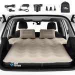 JOYTUTUS SUV Air Mattress for Car Camping, Upgraded Flocking and Extra Thick Oxford Surface Car Air Mattress, SUV Camping Bed Mattress,2-in-1 Air Pump, 2 Pillows & Carry Bag (Camel)