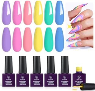 Gel Nail Polish Set 6 Colors Easter Day Gel Polish Macaron,Purple Yellow Pink Nail Polish Gel Blue Green,Pastel Nail Gel Polish,UV Light Cured,Nail Art Kit Home Salon,7.5ml Each,Soak off
