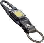 True Utility TU918 Cliplite, Rechargeable Light with Keyring Clip, Four Light Modes, Cowhide Leather, Titanium Coated Stainless Steel, One Size, Black, 11 cm