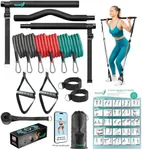 Repston Pilates Bar Kit with Resistance Bands - Home Gym Equipment - Workout Equipment for Women and Men - Pilates Equipment with Adjustable Resistance Bands (Curved, Black Olive)