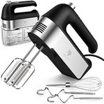 Hand Mixer Electric, 450W Kitchen Mixers with Scale Cup Storage Case, Turbo Boost/Self-Control Speed + 5 Speed + Eject Button + 5 Stainless Steel Accessories, For Easy Whipping Dough,Cream,Cake