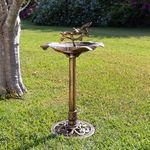 Alpine Corporation 34" Tall Pedestal Birdbath Fountain with Bird and Flower