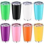 20 oz Plastic Tumbler with Lids,8 Pack Large Drinking Glasses,Colored Cute Drinking Tumblers for Juice, Coffee, Cold Drinks,Unbreakable, Dishwasher Safe, BPA Free,6 Assorted Colors