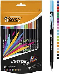 BIC Intensity Fineliner Felt Tip Pen Fine Point (0.8 mm) - Assorted Colours, Pack of 20 Fineliner Pens