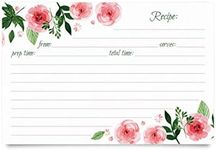 Jot & Mark Floral Recipe Cards 4x6 | Double Sided Thick Cardstock, 50 Count (Pink Peonies)