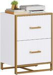 YITAHOME 2 Drawer File Cabinet, Lateral Filing Cabinet for Home Office, White and Gold