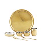 Dr.WaterR Parivar Stainless Steel Hammered Dinner Set Gold PVD Bhai Dooj Gift for Brother Sister Kitchen Set Ideal for Home Gifting|Wedding Best Diwali Festival Gift Ideas(Pack of 8pcs - For 1 Person)