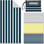 BonGu Beach Towel Oversized Stripe 180x90cm, Quick Dry Sand Free Beach Towels with Travel Bag Soft Beach/Pool Essentials for Men Women (Navy Blue)