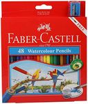 Faber Castell WaterColor Pencils with Sharpener and Brush, 48 WaterColored Pencils set