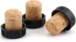 Pack of 25 Premium Cork Plugs Cork Stoppers Tasting Corks T-Shape Wine Corks with Plastic Top Wooden Wine Bottle Stopper Bottle Plugs Replacement Corks for Wine Beer Bottle, Glass Bottles (Black)