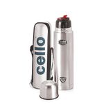 Cello Flipstyle Thermosteel Flask with Thermal Jacket 750ml, Silver | 24 Hours Hot & Cold Water Bottle | Flask for Tea Coffee | Rust & Leak Proof | Ideal for Office, Gym, Home, Kitchen, Travel Bottle