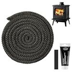 Navaris Log Burner Rope Seal - Stove Sealing Cord - Replacement Sealer For Smoker Fire Log Wood Burning - 3 m long (9'10") - 14 mm (9/16") Diameter - with Adhesive Glue & End Tape