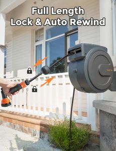 Giraffe Tools Retractable Garden Hose Reel Kit – 30m with Tap Splitter & Cover