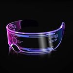 Cyberpunk LED Glasses Rave Outfits Women Alien Costume Glow in Dark for Party Neon Futuristic Light Up Cool Stuff