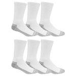 Fruit of the Loom Men's 6 Pack Heavy Duty Reinforced Crew Socks, Shoe Size: 6-12 (Sock Size: 10-13), White