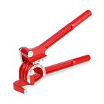 Flexzion Tube Bender Tool - Manual OD Tubing Bending 3 Size 1/4" 5/16" 3/8" 180 Degree Lever Type Heavy Duty Bend Copper Brass Aluminum & Soft Metal for HVAC Water Gas Pipe Automotive Plumbing (Red)