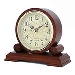 Tikwisdom Clock, handmade solid wood table clock, desk clock, living room, office, study, decorative clock, scanning silent movement with bronze face and numbers, mantel clock red