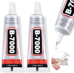 B-7000 Super Adhesive Glue, Industrial Strength B7000 Glues Paste for Rhinestones Crafts, Clothes Shoes, Fabric, Jewelry Making, Cell Phones, Tablet, Wood, Rubber, Leather (2x50 ml/1.68 oz)