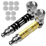 2 PCS Father's Pocket Decor Small Mini Pipes Holder Portable Detachable with 10PCS Stainless Steel Screen Filters for Grandfather, Husband, Boyfriend Gift Collection Multi-Functional