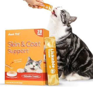 Just Try Natural Cat Treats for Skin and Coat with Omega Oils, Taurine and Vitamin E, 0.5 Ounces Each Tube, 20 Tubes