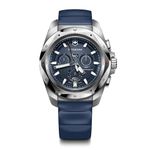 Victorinox Men’s Watch I.N.O.X. Chrono Ø 43 mm, Swiss Made, Analogue Quartz, Water-Resistant up to 200 m, Rubber Strap, Blue