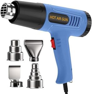 Heat Gun 1300W Fast Heating for Vinyl Wrap, Crafting, Shrink Tubing, Paint, Epoxy Resin, Candle Making Variable, Adjustable Temperature, Overload Protection Hot Air Gun Kit Nozzles, Scraper（JFHG1000）