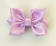 TinyShiny_Satin Ribbon Bow with an Alligator clip, Girls Bow, Bows for Babies, Girls Hair Accessory, Woman hair accessory, Medium size Bow, Barbie Bow (Lavender)