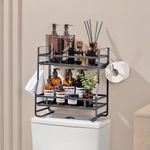 Marmolux Double Over Toilet Storage Shelf - Screwless Assembly Back of Toilet Organizer - Over Toilet Shelving, Toilet Shelf Space-Saving Design - Black Marble Finish - Over Toilet Bathroom Organizer