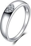 JewelryPalace Love Heart Cubic Zirconia Promise Rings for Women, 14K White Gold Plated 925 Sterling Silver Rings for Her, Stackable Wedding Bands Rings for Women Size 7