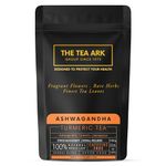 The Tea Ark Ashwagandha Herbal Tea (100g) Pouch Pack | Turmeric with Lemongrass Tea | Caffeine Free Herbal Tea | Whole Leaf Blend (50 Servings) (Ashwagandha Herbal Tea)