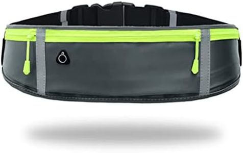 SYGA Running Waist Belt for Women & Men Sweat Rainproof Phone Holder with Adjustable Strap & 3 Pockets Headphone Hole WaistBag for All Kind of Phone-Sports, Yoga, Workout & Outdoor Activities- Grey